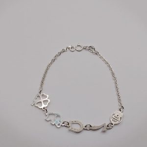 Pulsera de cadena hecha con plata .925 con colgantes de la suerte