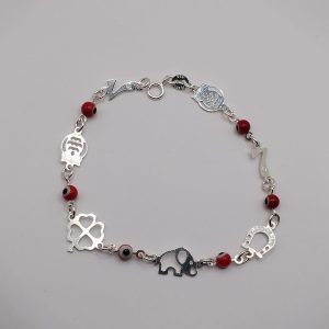 Pulsera de cadena hecha con plata .925 con eslabones de la suerte y ojo visor