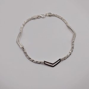 Elegante pulsera con estilo trenzado de plata .925 con eslabones en forma de V